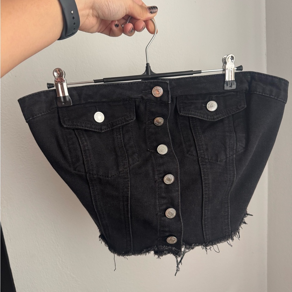 SHEIN Black Denim Tube Top